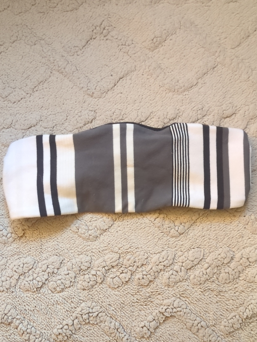 lululemon athletica White and Gray Striped Bandeau Headband